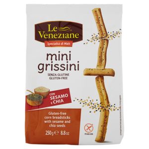 Le Veneziane Mini Grissini mit Sesam Samen und Chia Glutenfrei - 250g