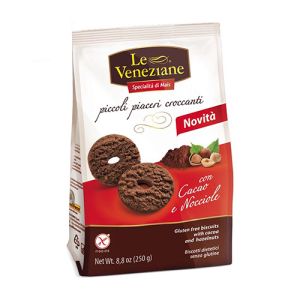Le Veneziane Biscuits Sans Gluten avec du Cacao et Noisettes - 250g